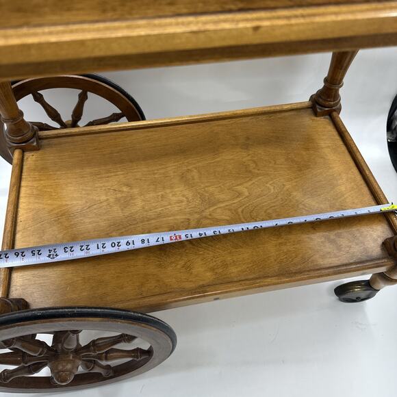 Antique Oak Tea Cart Cushman - Picture 14 of 16